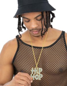 90s Hip Hop Bling Smykke med Gullfarget Kjede