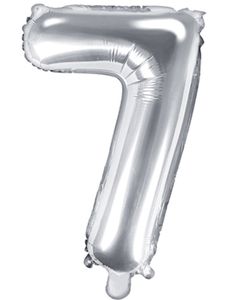 Tallet 7 - Sølvfarget 35 cm Folieballong