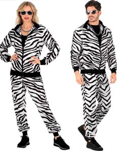 Sølvfarget Zebra 80-talls Grilldress med Lommer til Voksen