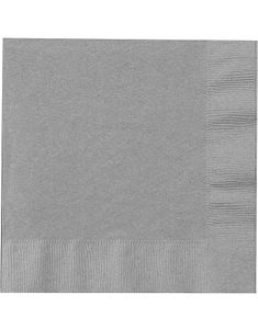 50 stk Sølvfargede Servietter 33x33 cm