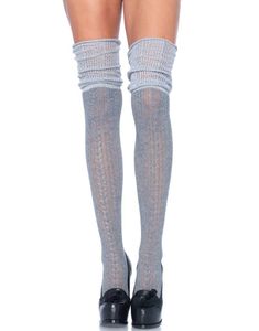 Overknee Grå Strikkede Strømper