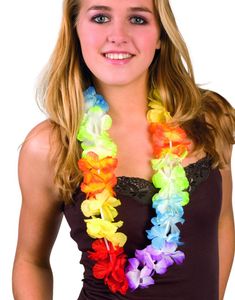 Fluffy Pen Hawaiikrans i Regnbuens Farger