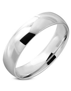 Sølvfarget Ring i Kirurgisk Stål med Polert Bånd 6 mm