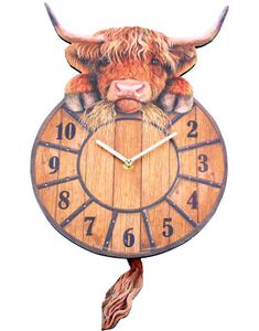 Veggklokke med Ku og Treverk Motiv 30 cm