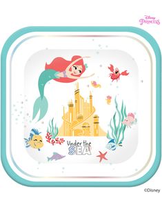 4 stk Firkantet Papptallerkener 24x24 cm - Den Lille Havfruen