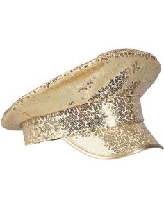 Gullfarget Kapteinhatt med Paljetter