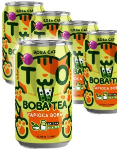 24 stk Boba Cat Matcha - Popping Bubble/Boba Tea - Helt Brett 24x315 ml (Taiwan)