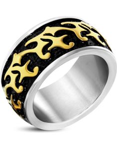 Tøff Ring i Kirurgisk Stål med Tribalmønster
