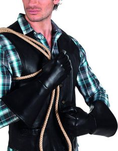 Svarte Lange Skinnimiterte Hansker