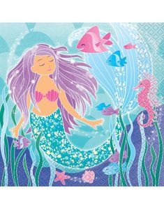 16 stk Servietter med Havfrue Tema 33x33 - Mermaid