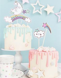 5 stk Kaketoppere 23 cm - Magisk Enhjørning