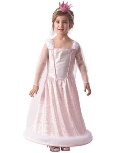 Rosa Prinsesse Barnekostyme med Krone