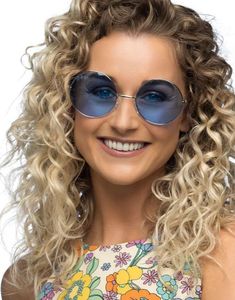 Store Runde Briller med Blått Glass