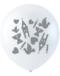 6 stk 26 cm - Hvite Ballonger Konfirmasjon