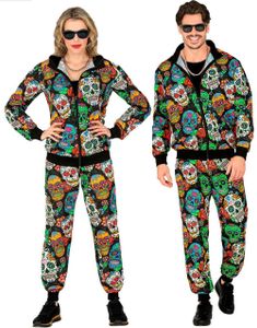 UV Glow Joggedress til Herre med Day of the Dead Motiver