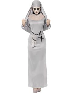 Grått Gotisk Nonne Kostyme