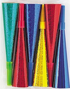 6 stk Glitrende Tuter i Assorterte Farger