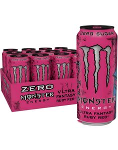 12 stk Monster Energy Ultra Fantasy Ruby Red Zero - Sukkerfri Energidrikk - Helt Brett 12 x 500 ml (Polen)