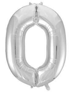 Tallet 0 - Sølvfarget JUMBO Folieballong 86 cm