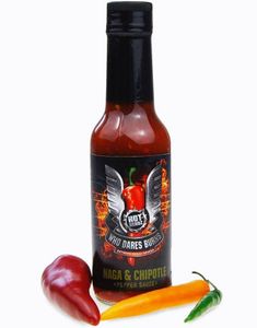 Who Dares Burns! Naga & Chipotle Peppersauce - Kjempesterk Chilisaus med Forskjellige Chilier 148 ml