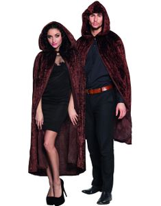 Brun Velurkappe med Stor Hette 170 cm