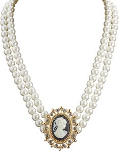 Choker med Perler og Cameo Silhuett