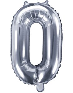 Tallet 0 - Sølvfarget 35 cm Folieballong