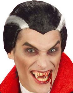 Vampyr Parykk - Svart med Hvite striper
