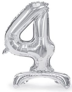 Tallet 4 - Sølvfarget Stor Stående Folieballong 70 cm