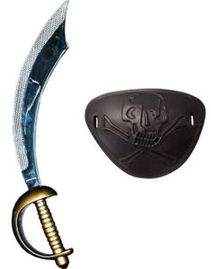 Piratsverd med Skaft & Øyepatch - 45 cm