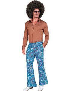 Blomstrete Blå Hippie Kostymebukse til Herre