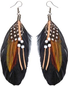 Stikkøredobber med Hengende Fjær og Perler