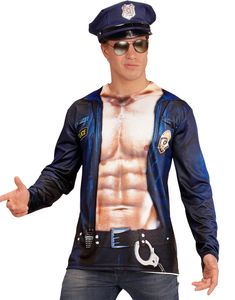 Fotorealistisk Politi T-skjorte med Lang Arm til Mann