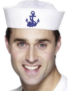 Hvit Matroshatt med Blått Anker