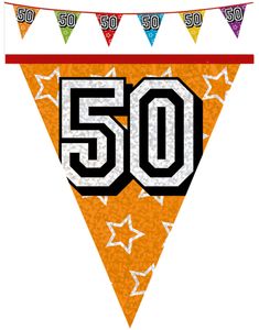 8 meter Holografisk Banner med Tallet 50