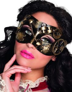 Steampunk Øyemaske i Svart og Gullfarget