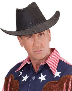 Svart Semsket Cowboyhatt