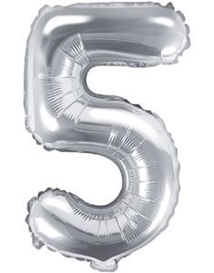 Tallet 5 - Sølvfarget 35 cm Folieballong