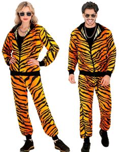 80-talls UV Glow Grilldress med Tigermotiv til Voksen