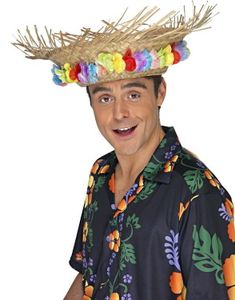 Stråhatt m/Blomster