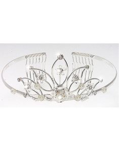 Blossom Tiara m/Glitrende Stener & Perler - Sølvfarget