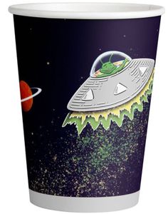 8 stk Alien UFO Koppper 250 ml - Space Party