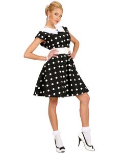 50-Talls Svart Kjole med Prikker - Kostyme