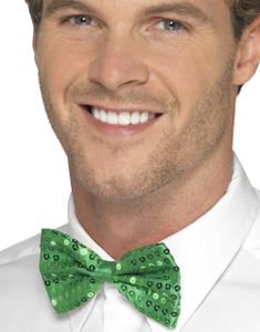 Grønn Sløyfe med Glitrende Paljetter