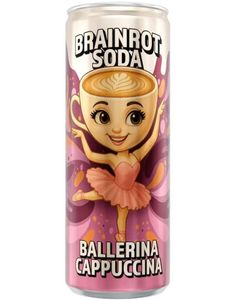 Brainrot Soda - Ballerina Cappuccino - Sukkerfri Brus med Fersken og Pasjonsfruktsmak 250 ml