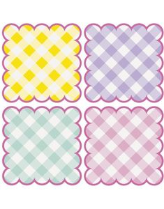 8 stk Fire Forskjellige Rutete Pastell Bordbrikker 31x31 cm