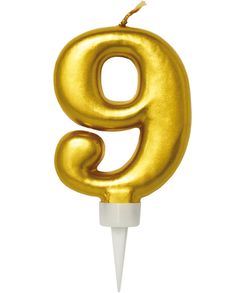 9 Tall - Gullfarget Kakelys 11 cm