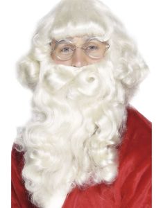 Hvit Nisseparykk og Skjegg med Bart
