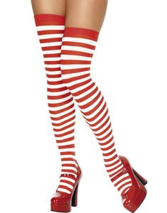 Stripete Rød & Hvit (Strømper)