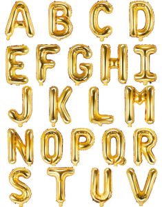 Gullfarget Bokstavballonger A-Z - 35 cm